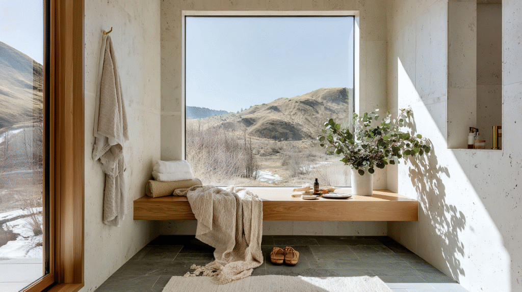 Custom home features Boise minimalist luxury bathroom